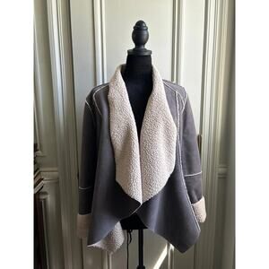 Grey Faux Leather & Fur Coat Large